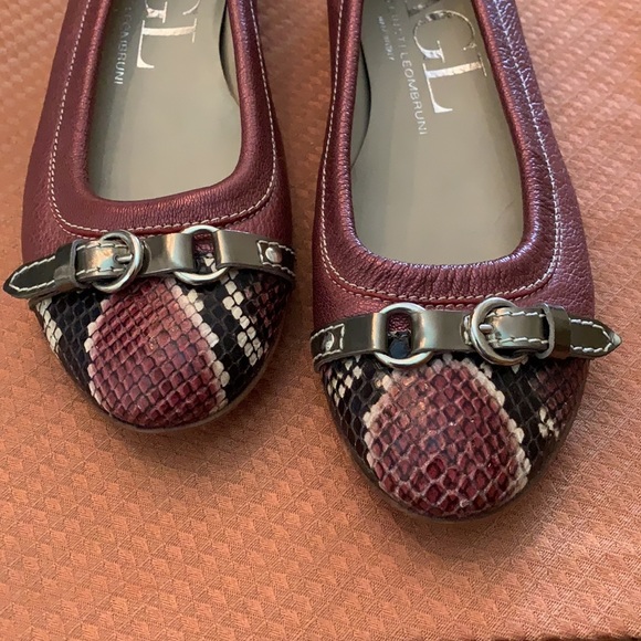 AGL Flats Size 36 Mauve w/ snakeskin print toe cap - Picture 2 of 10